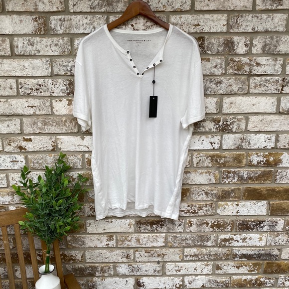 John Varvatos Eyelet Henley S/S T Shirt NWT - Picture 3 of 8